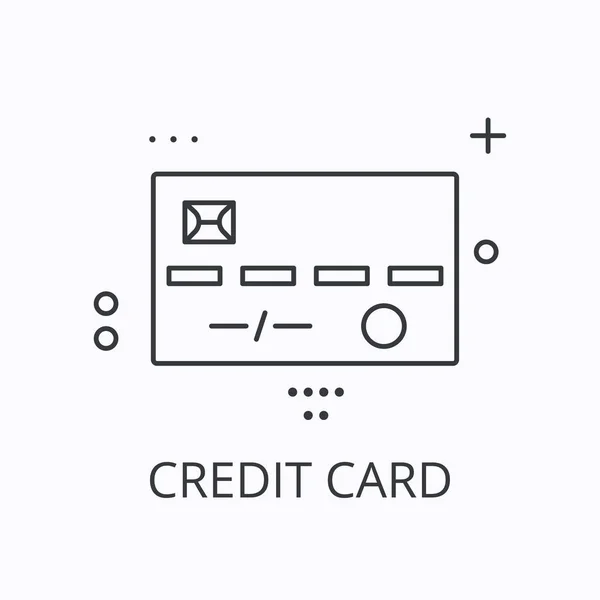 Ícone de linha fina de cartão de crédito. Conceito de moeda electrónica. Desenho ilustração vetorial — Vetor de Stock