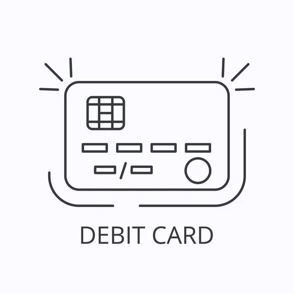 Plastic kaart dunne lijn pictogram. Debet- of kredietconcept. Overzicht vector illustratie — Stockvector