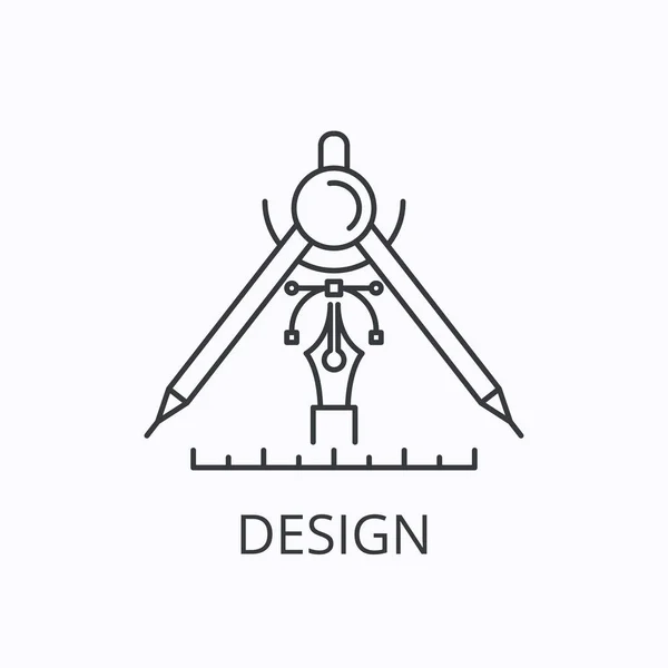 Icono de línea fina de diseño gráfico. Ilustración del contorno del vector — Vector de stock