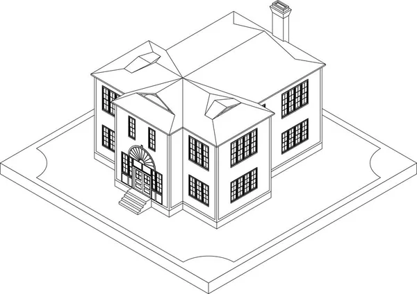 Obrys izometrické domu — Stockový vektor