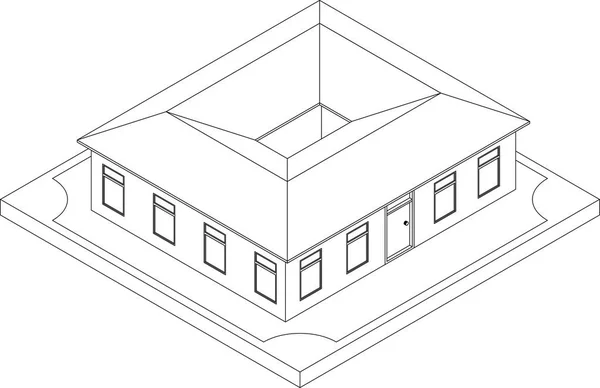 Kontur des isometrischen Hauses — Stockvektor