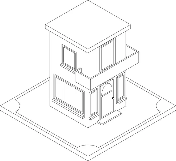 Contorno de la casa isométrica — Archivo Imágenes Vectoriales