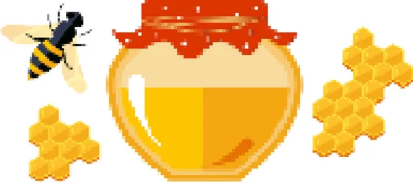 Conjunto de iconos de alimentos en estilo píxel — Vector de stock