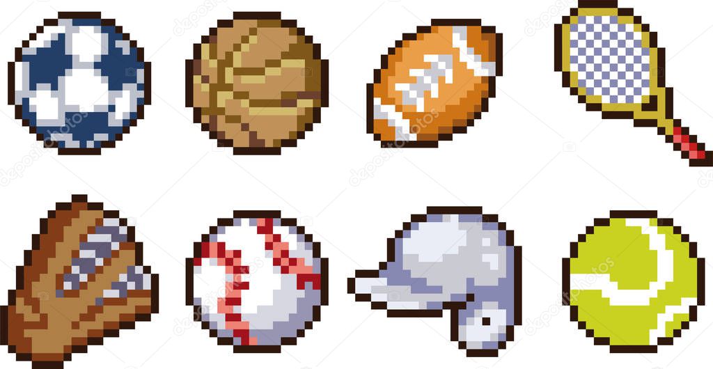 Set of pixel sport icons