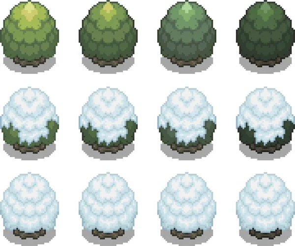 Набор деревьев в пиксельном стиле — стоковый вектор