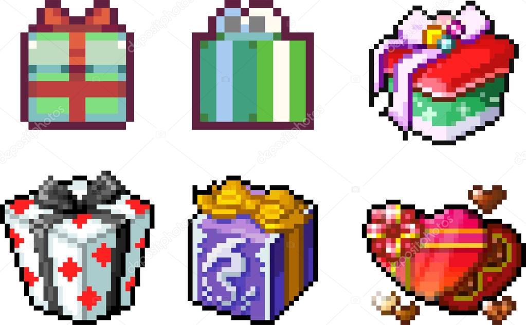 Set of pixel presents