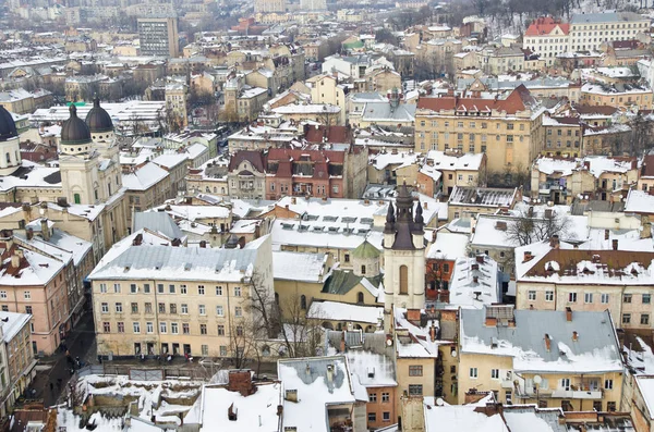 Panorama von lviv aus der höhe. — Stockfoto