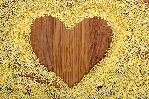 Declaration of love in a heart painted millet.