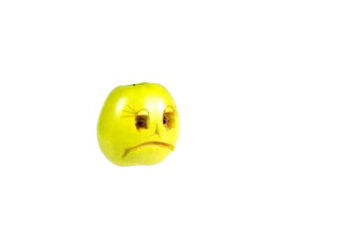 Üzgün smiley kötü elma dışarı. Duygu, tutum ve duygusal