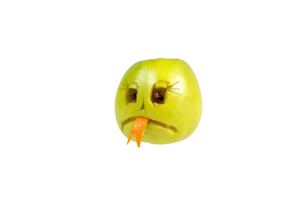 Smutný smajlík zlo z apple. Pocity, postoje a emotio — Stock fotografie