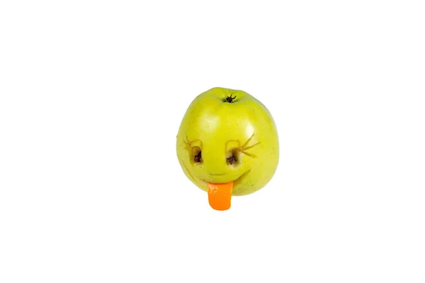 Happy smiling smiley out of the apple. Feelings, attitudes and e — Stock Photo, Image