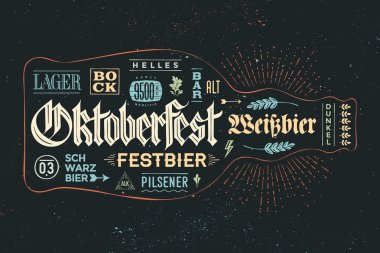 Poster şişe bira elle çizilmiş yazı ile