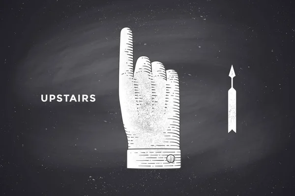 Dessin de signe à la main avec les pouces vers le haut dans le style de gravure — Image vectorielle
