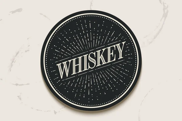 ウイスキーの碑文とガラスのコースター — ストックベクタ