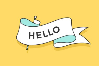 Şerit ve kelime Merhaba tebrik kartı