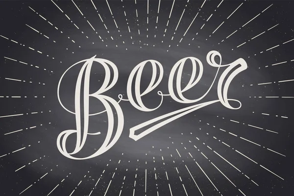 Handritad bokstäver öl på svarta tavlan bakgrund — Stock vektor