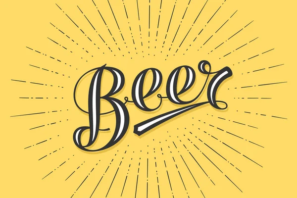 Handritad bokstäver öl på svarta tavlan bakgrund — Stock vektor