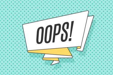 Retro pop sanat tarzı Word'deki Oops ile şerit banner