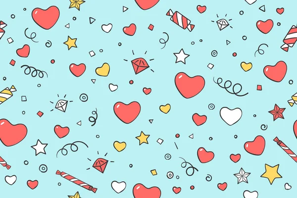 Seamless pattern with hearts for Valentine Day — Stock Vector