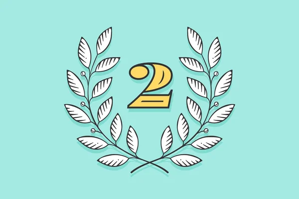 Laurel wreath icon with number Two — Stock Vector