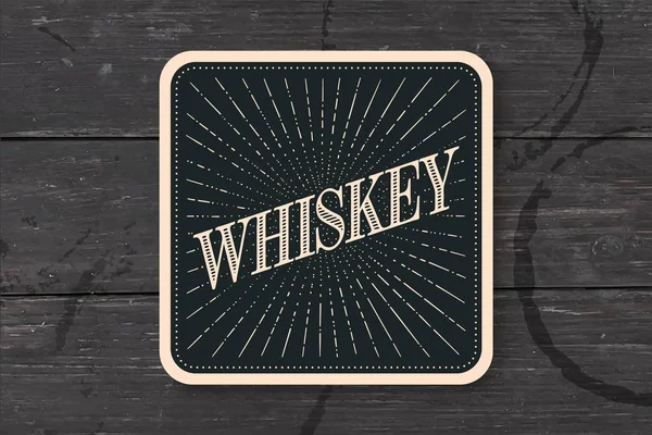 Coaster for glass with inscription Whiskey — Stock Vector