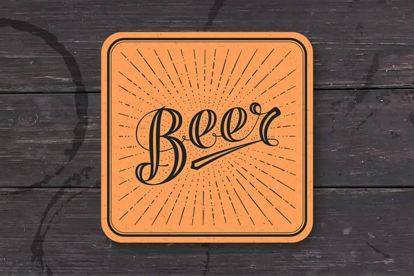 Sous-verre avec lettrage dessiné à la main Bière — Image vectorielle