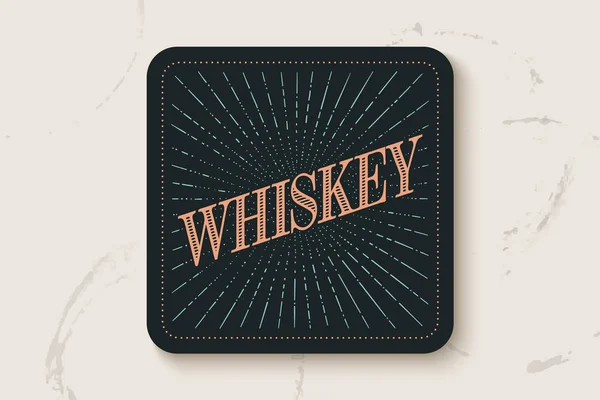 Posavasos de vidrio con inscripción Whiskey — Vector de stock