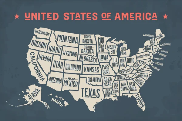 Mapa Estados Unidos da América — Vetor de Stock