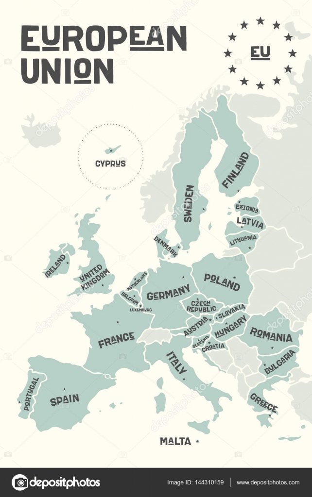 Poster map of the European Union Stock Vector Image by ©FoxysGraphic