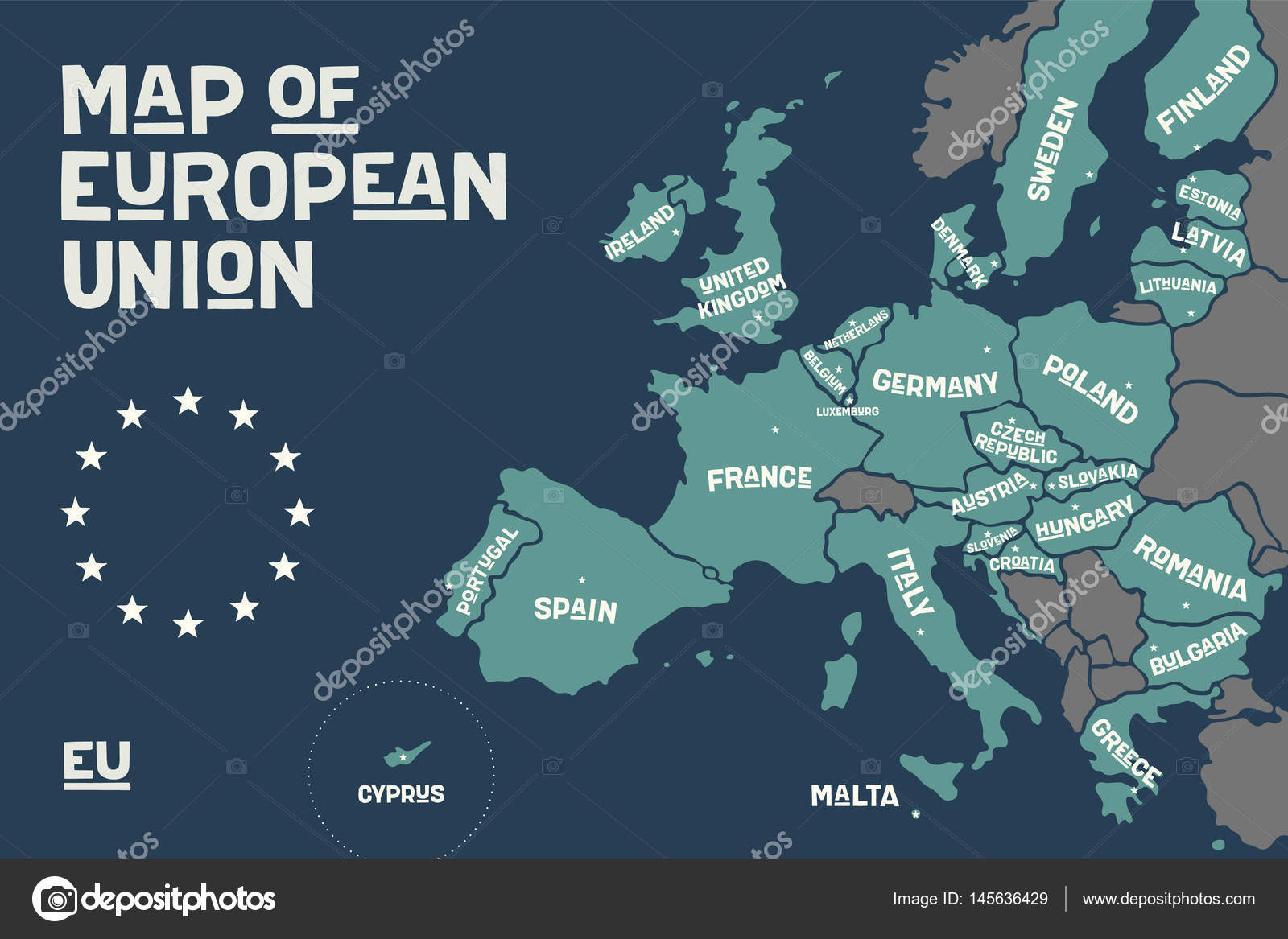 Union Européenne Avec Les Noms De Pays Image Vectorielle