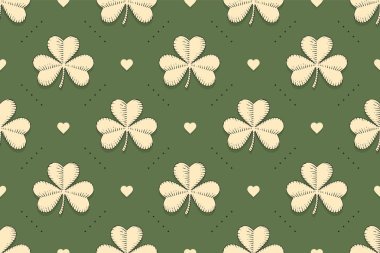 yonca ve kalpleri ile desen 