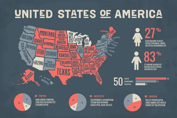 Moderne Infografik mit Landkarte der USA — Stockvektor