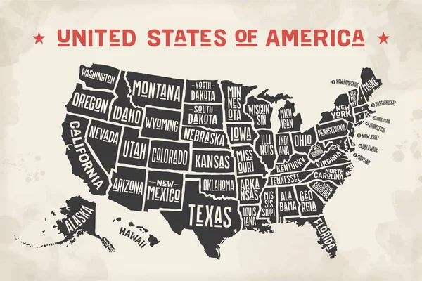 Poster kaart Verenigde Staten van Amerika — Stockvector