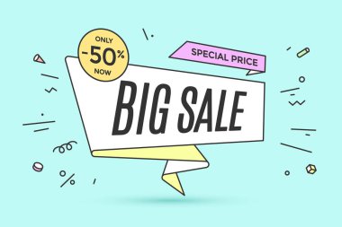 Şerit afiş metin büyük bir indirim ile