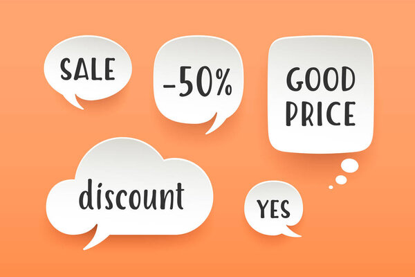 Набор бумаги пузырь облака говорить с тенью
