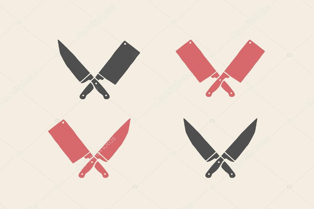 Set of restaurant knives icons