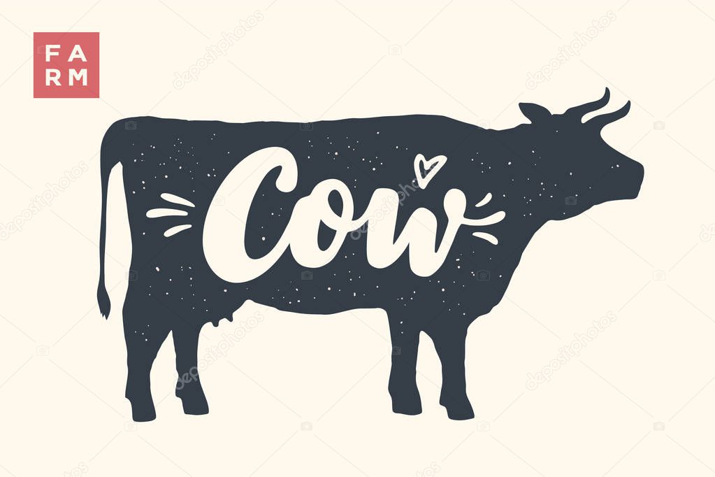 Cow silhouette with lettering
