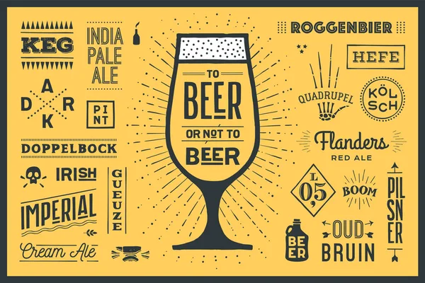 Affiche Bannière Avec Texte Beer Beer Noms Des Types Bière — Image vectorielle