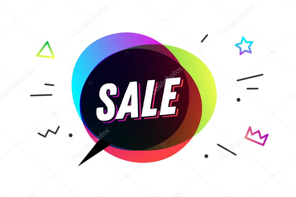 Sale. Banner, speech bubble, poster and sticker concept, geometric style with text SALE. Icon message speech bubble Sale with cloud talk for banner, poster, web. White background. Vector Illustration