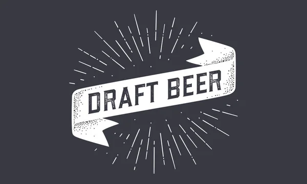 Flag Draft Beer Bannière Drapeau Ruban Vieille École Avec Texte — Image vectorielle