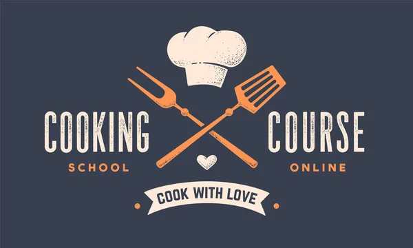 Logo Alimentaire Logo Pour Classe École Cuisine Avec Des Outils — Image vectorielle