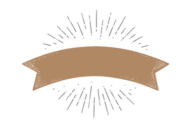 Bayrak kurdele şablonu. Eski bayrak şablonu. Klasik tarzda kurdele bayrağı. Doğrusal ışık ışınları, güneş ışınları ve şablon şeklinde. Vektör İllüstrasyonu