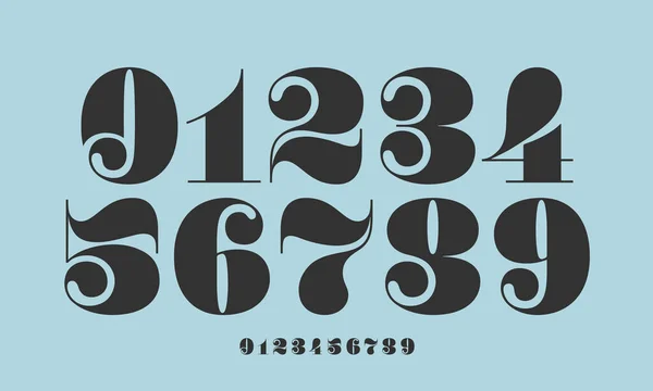 ナンバーフォント古典的なフランス語の点で数字のフォントや現代的な幾何学的なデザインで行われたスタイル 美しいエレガントな数字 ヴィンテージと古い学校レトロなタイポグラフィ ベクターイラスト — ストックベクタ