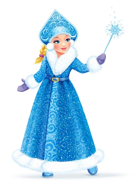 Snow Maiden (Snegurochka), karakter tradisional Natal Rusia - Stok Vektor