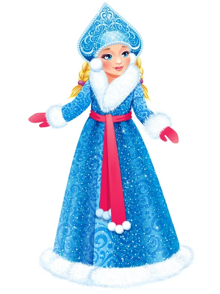 Snow Maiden (Snegurochka), karakter tradisional Natal Rusia - Stok Vektor
