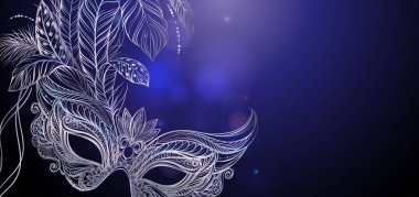 Silver carnival mask with feathers. clipart