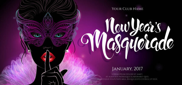 Силуэт таинственной леди в карнавальной маске
.