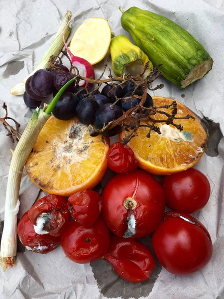 Verschimmelte Tomaten und Obst — Foto de Stock