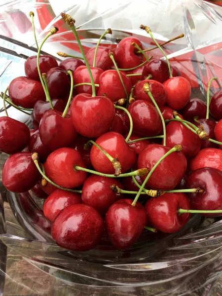 High angle view of fresh cherries — Stock Photo, Image