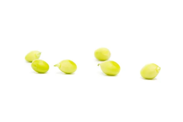 四季豆新鲜豌豆，糖豆，白色背景上的绿色豌豆 — 图库照片